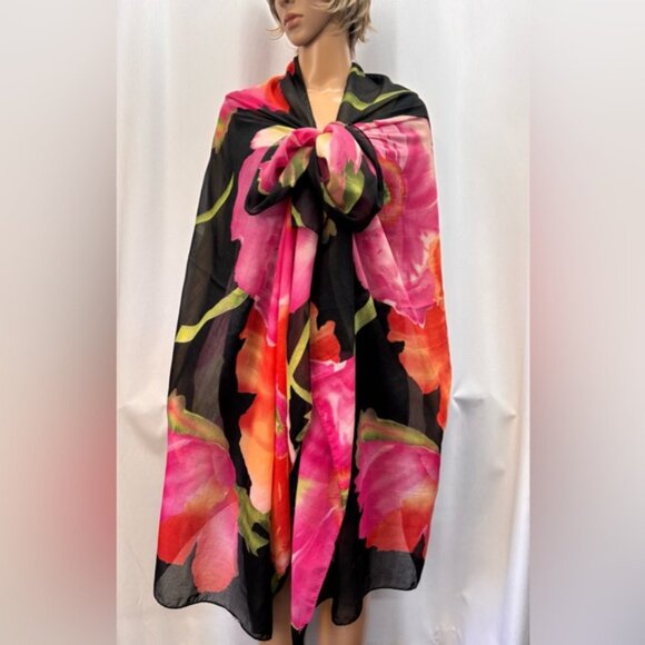 Bold Floral Sarong Wrap Scarf - Picture 7 of 14